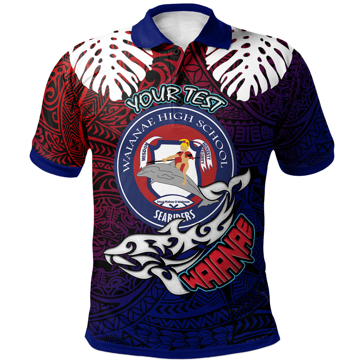 Hawaii Waianae High School Custom Polo Shirt Waianae High School Polynesian Pattern LT10 - Wonder Print Shop