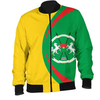 Green/yellow zip bomber with black trim and Burkina Faso circular crest on front