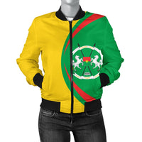 Green/yellow zip bomber with black cuffs and Burkina Faso emblem at center front