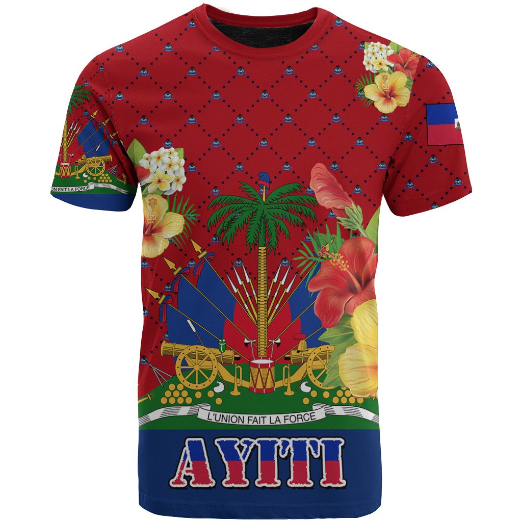 haiti-t-shirt-coat-of-arms-hibiscus-plumeria-red