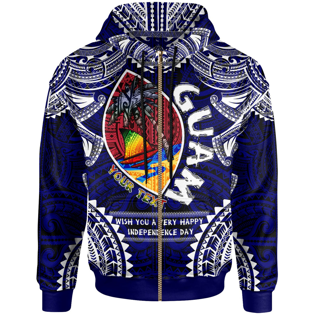 Guam Hoodie Custom Guam independence Day Wish You A Very Happy independence Day With Polynesian Patterns LT10 - Wonder Print Shop