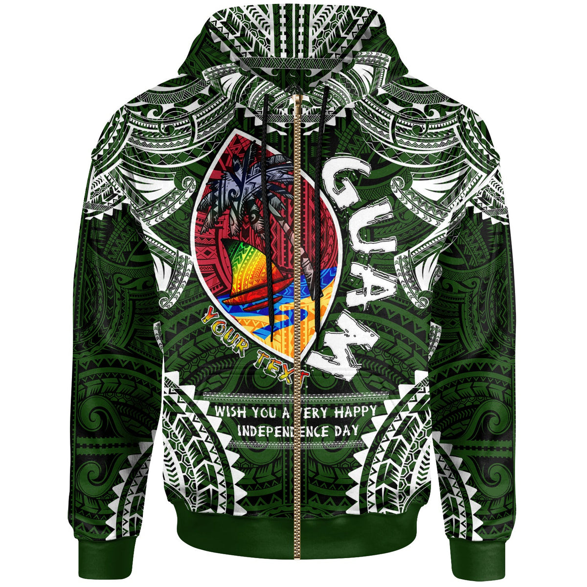 Guam Hoodie Custom Guam independence Day Wish You A Very Happy independence Day With Polynesian Patterns LT10 - Wonder Print Shop