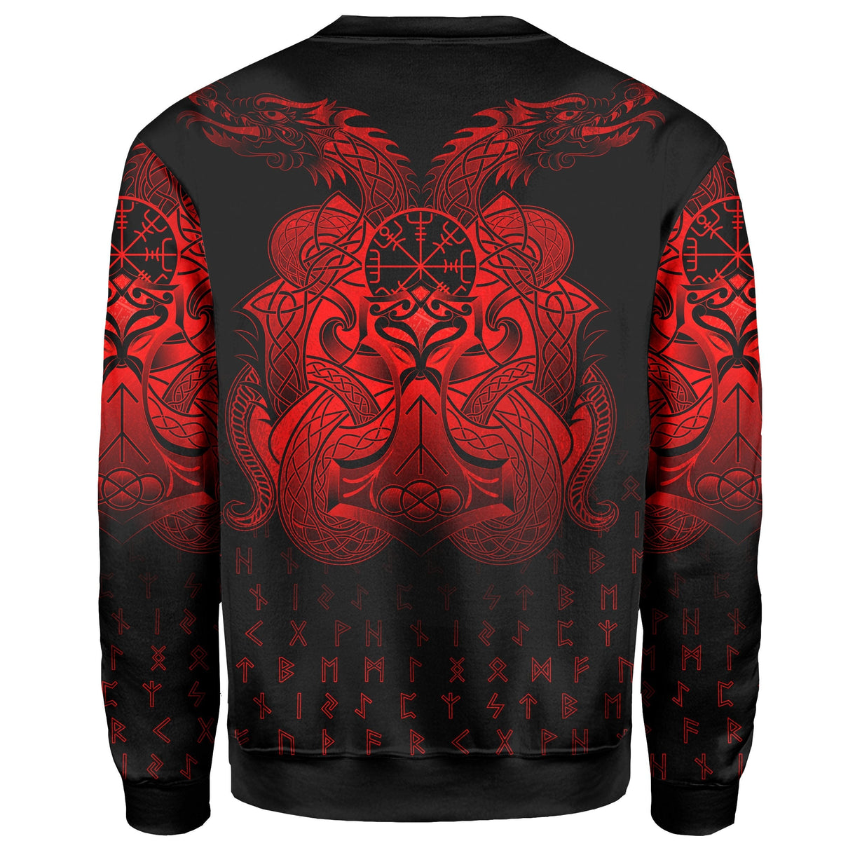 Viking Sweatshirt Vegvisir Mjolnir and Dragon Norse Tattoo RLT12 - Wonder Print Shop