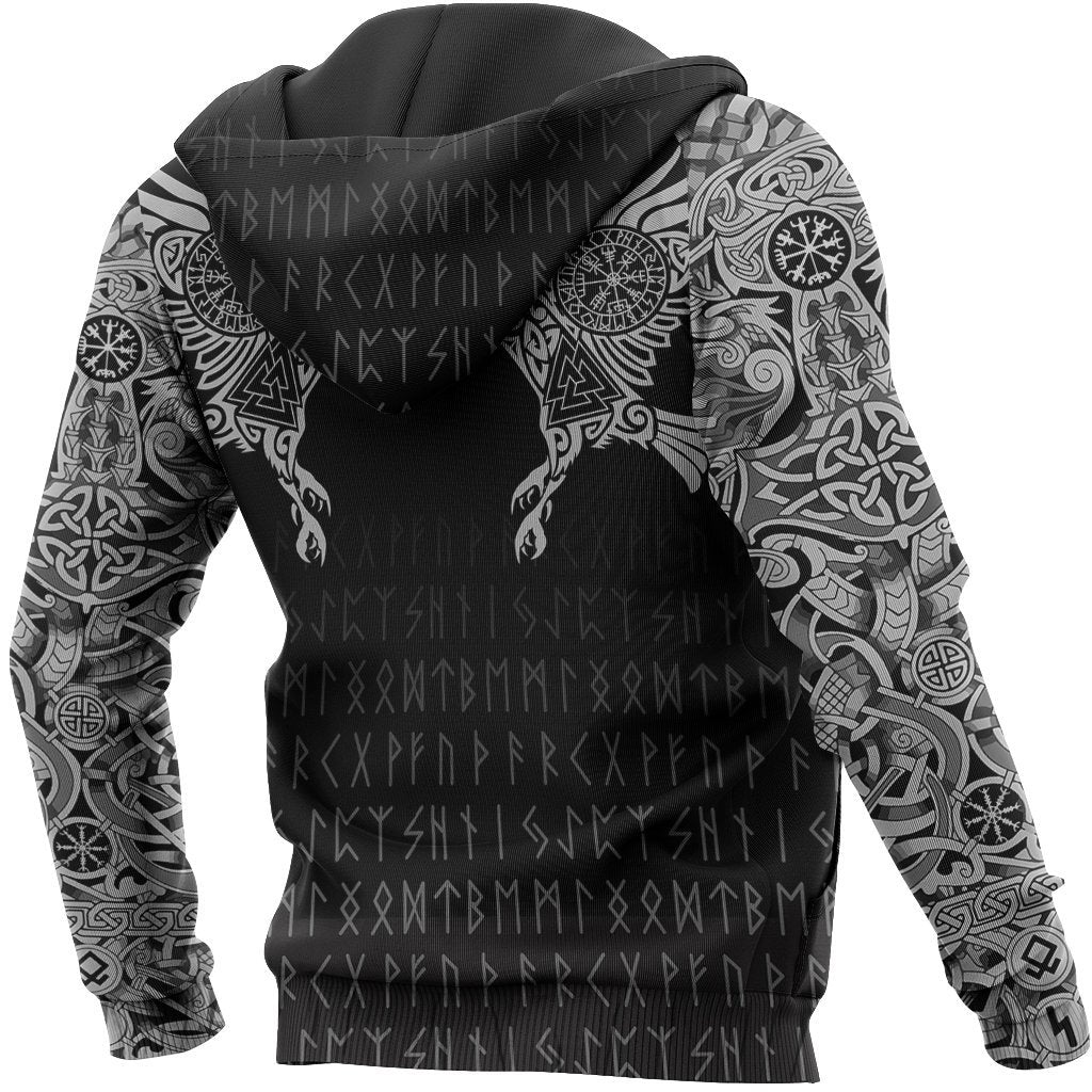 Viking Hoodie The Raven Of Odin Tattoo (Zip) RLT12 - Wonder Print Shop