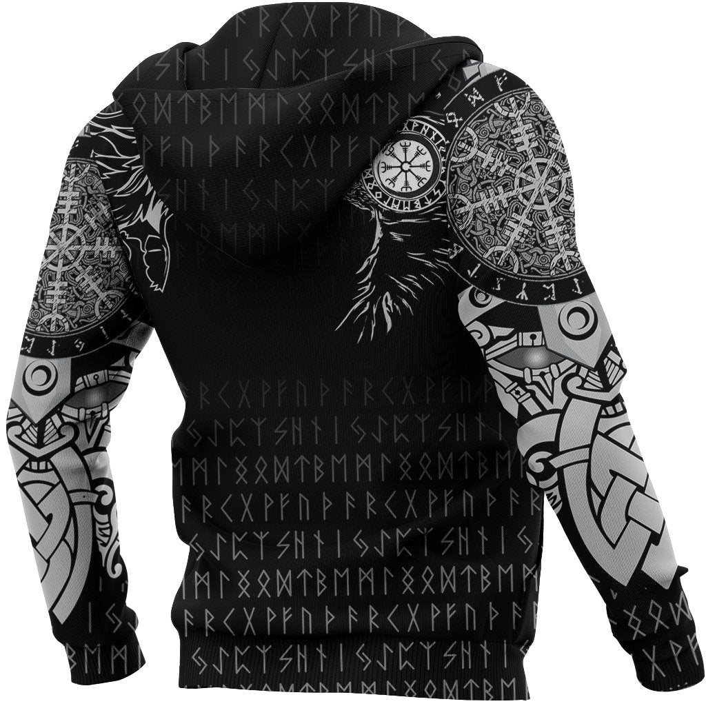 Viking Hoodie Raven and Wolf Special Tattoo RLT12 - Wonder Print Shop