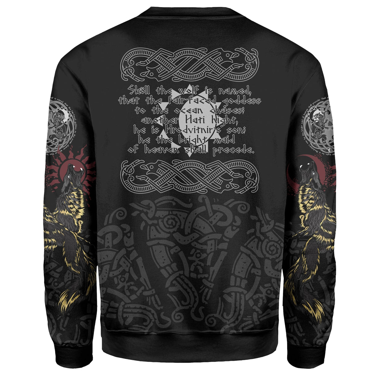 Viking Sweatshirt The Wolves Skoll and Hati RLT12 - Wonder Print Shop