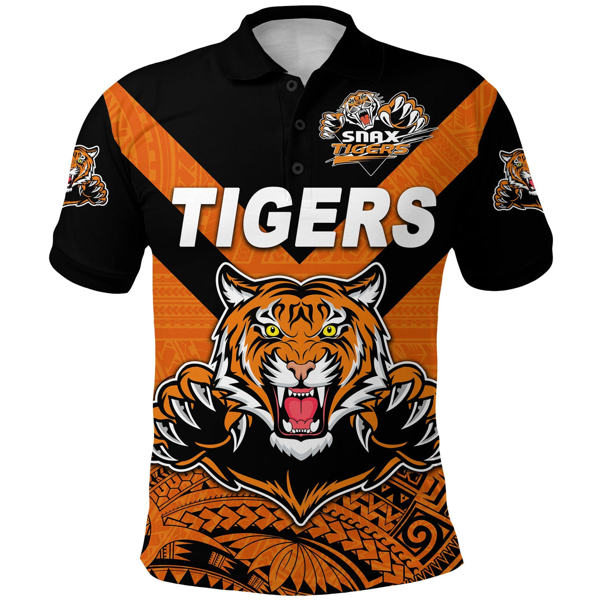 Papua New Guinea Lae Snax Tigers Polo Shirt Rugby Original Style Orange LT8 - Wonder Print Shop