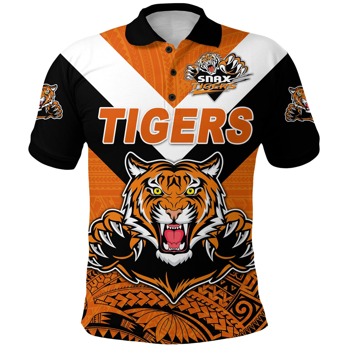 Papua New Guinea Lae Snax Tigers Polo Shirt Rugby Simple Style Black LT8 - Wonder Print Shop