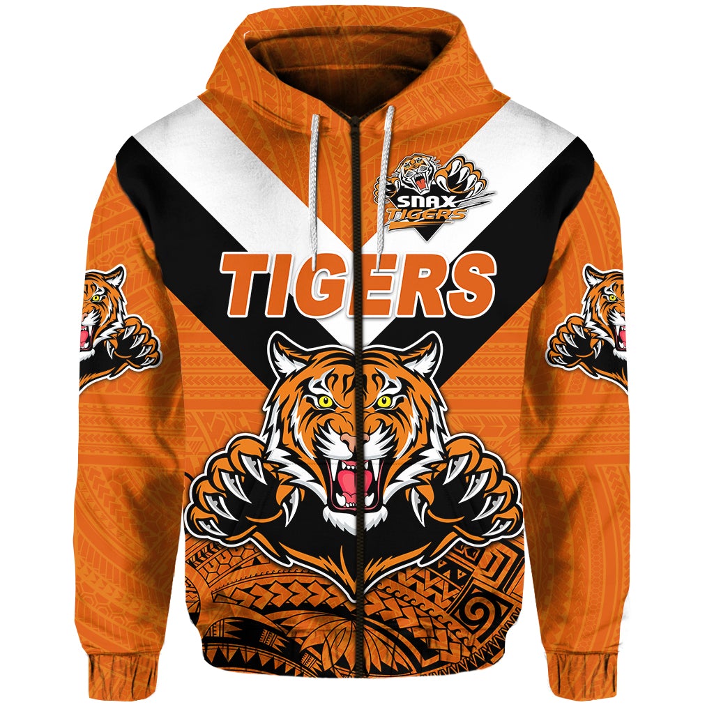 Custom Papua New Guinea Lae Snax Tigers Zip Hoodie Rugby Simple Style Orange, Custom Text And Number LT8 - Wonder Print Shop