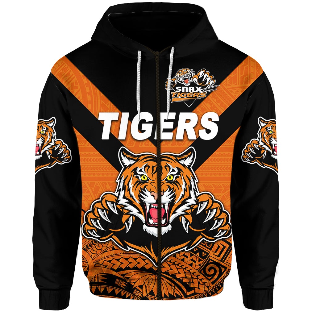 Custom Papua New Guinea Lae Snax Tigers Zip Hoodie Rugby Original Style Orange, Custom Text And Number LT8 - Wonder Print Shop