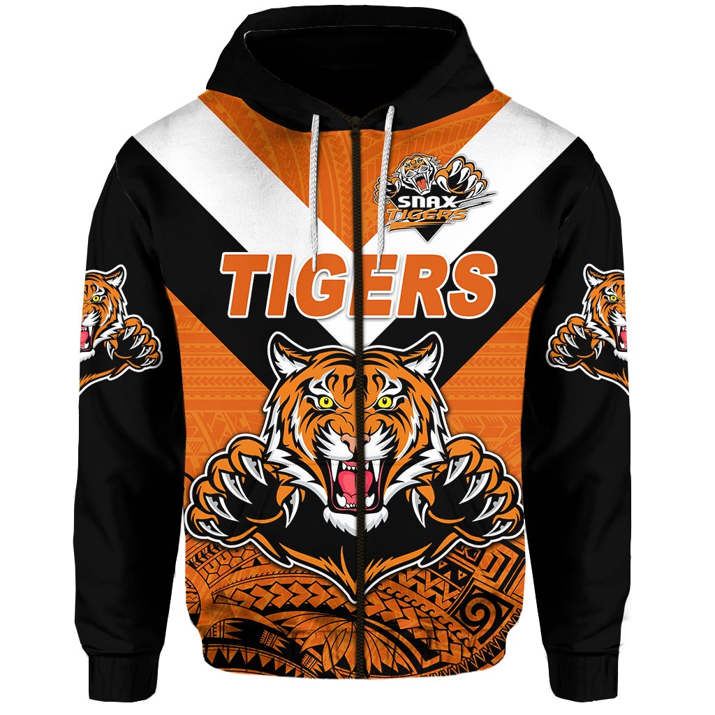 Custom Papua New Guinea Lae Snax Tigers Zip Hoodie Rugby Simple Style Black, Custom Text And Number LT8 - Wonder Print Shop