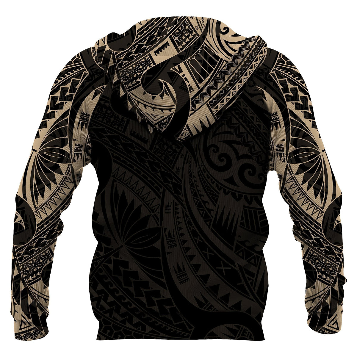 Tiki Maori Tattoo All Over Hoodie Gold - Wonder Print Shop