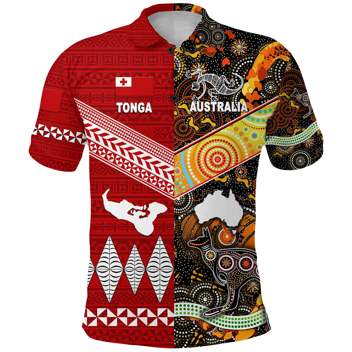 Tonga Ngatu and Australia Aboriginal Polo Shirt Together LT8 - Wonder Print Shop