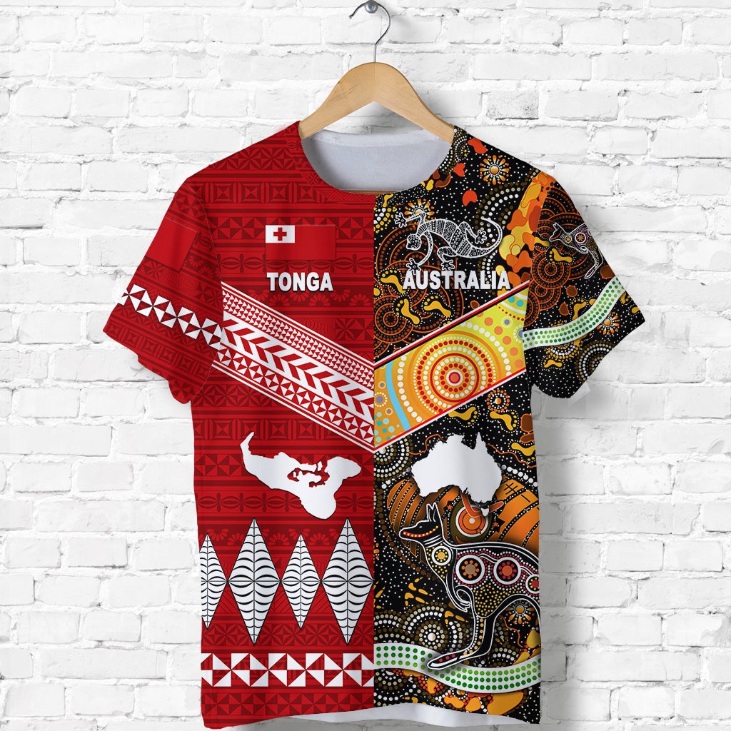 Tonga Ngatu and Australia Aboriginal T Shirt Together LT8 - Wonder Print Shop