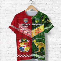 Mate MaA Tonga Ngatu And Australia Kangaroos Aboriginal T Shirt Rugby Together LT8 - Wonder Print Shop