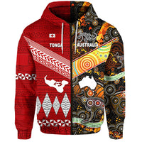 Tonga Ngatu and Australia Aboriginal Zip Hoodie Together LT8 - Wonder Print Shop