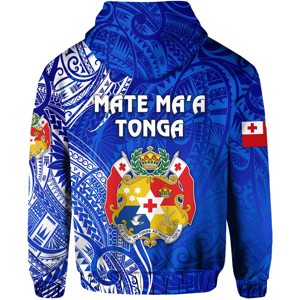 Tonga Zip Hoodie Coat Of Arms Simple Vibes Blue LT8 - Wonder Print Shop