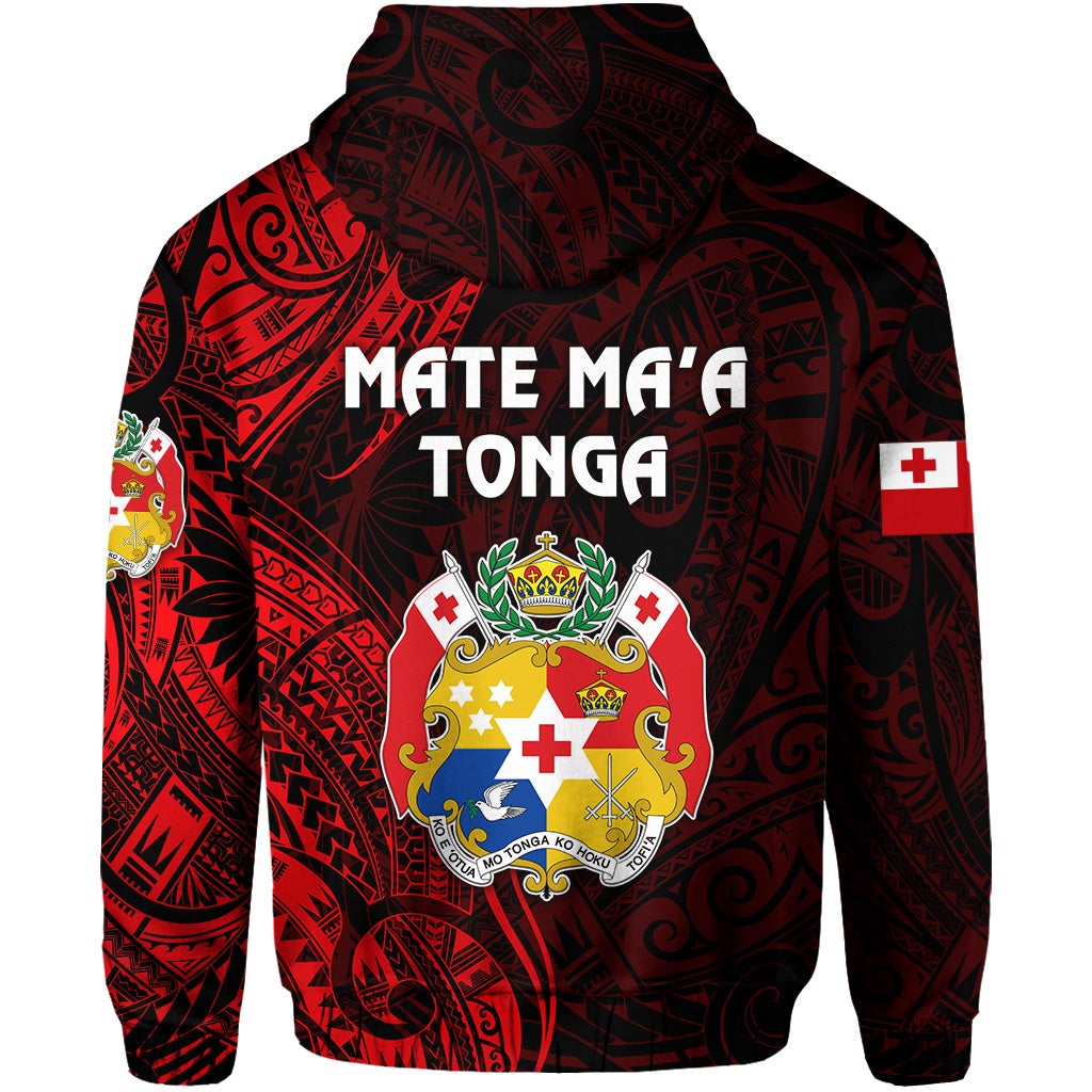 Tonga Zip Hoodie Coat Of Arms Simple Vibes Red LT8 - Wonder Print Shop