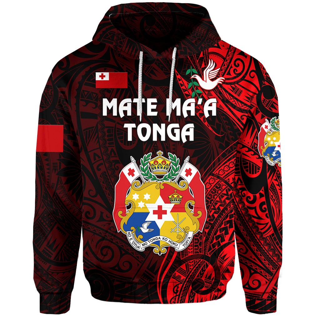 Tonga Hoodie Coat Of Arms Simple Vibes Red LT8 - Wonder Print Shop