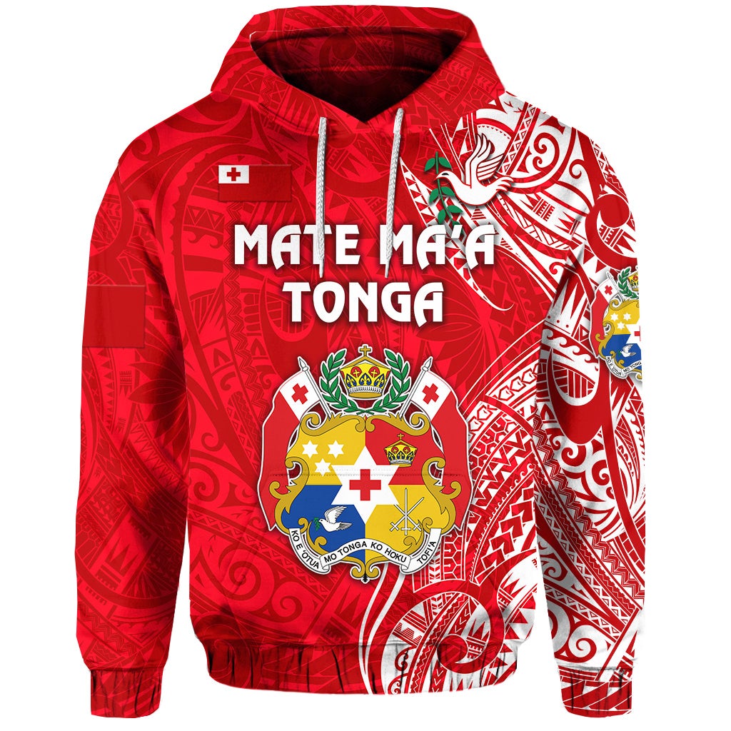 Tonga Hoodie Coat Of Arms Simple Vibes Bright Red LT8 - Wonder Print Shop
