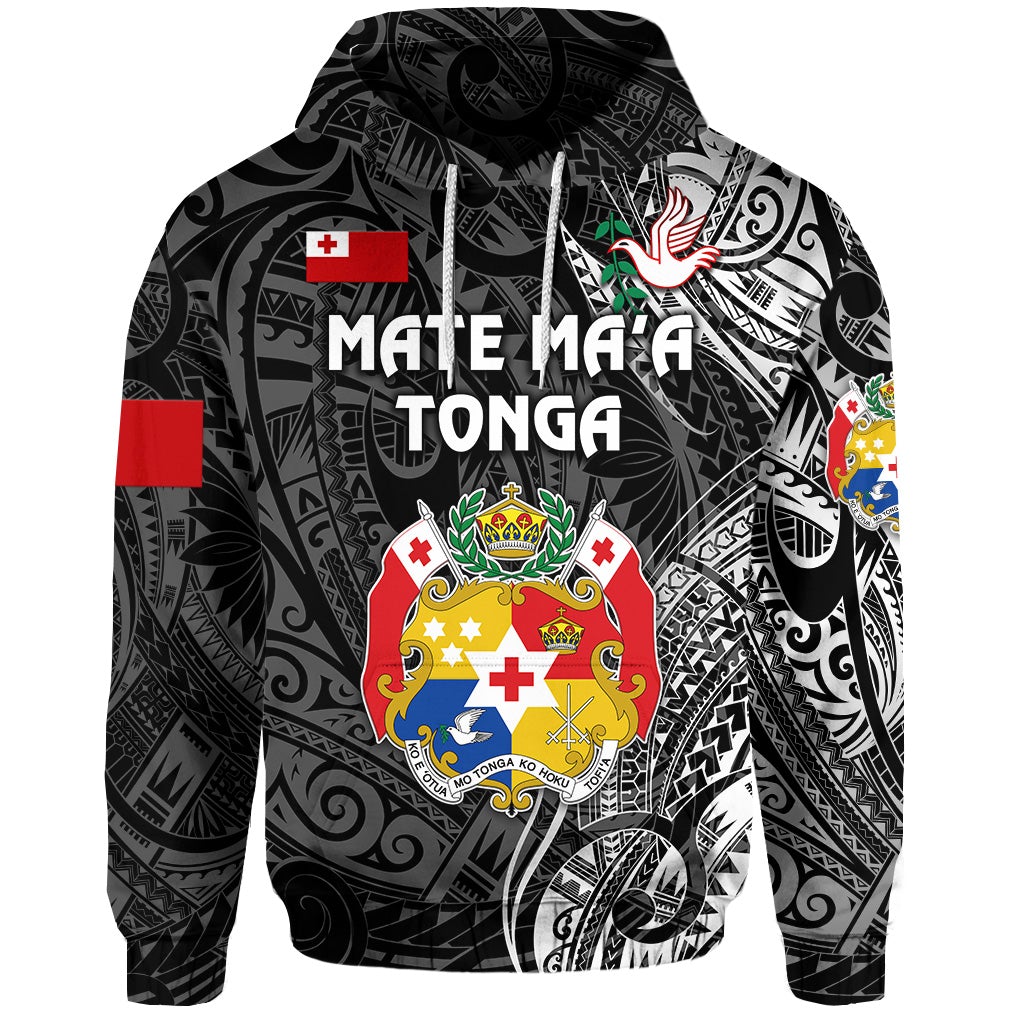 Tonga Hoodie Coat Of Arms Simple Vibes Black LT8 - Wonder Print Shop