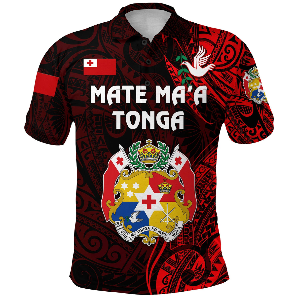 Tonga Polo Shirt Coat Of Arms Simple Vibes Red LT8 - Wonder Print Shop