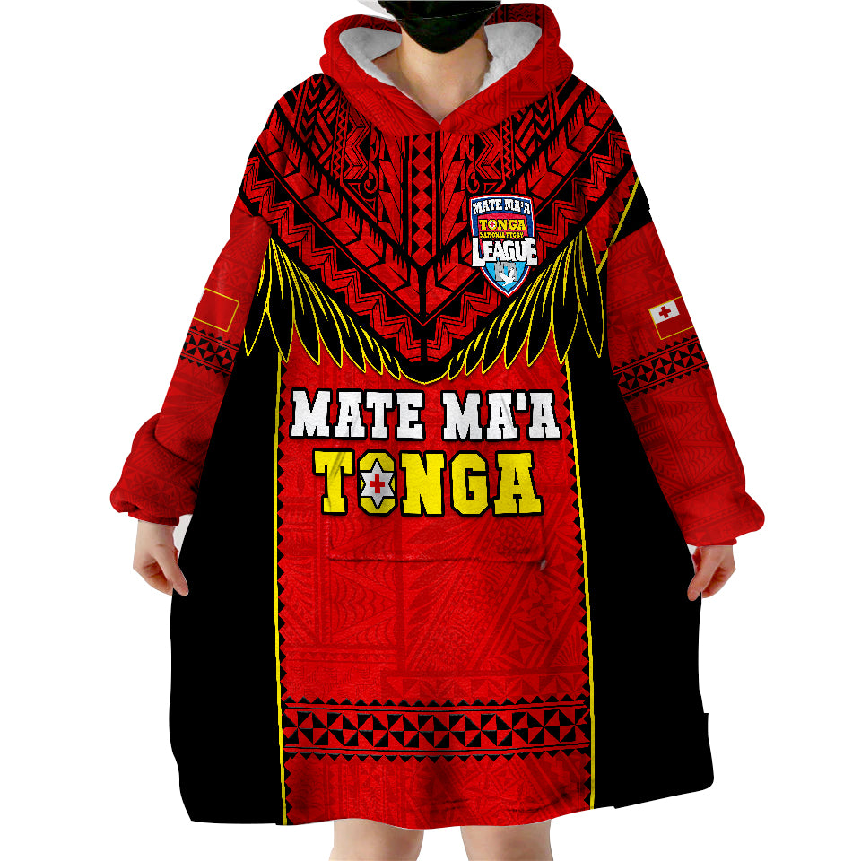 Tonga Rugby Mate Maa Tonga Pacific Ngatu Black Wearable Blanket Hoodie - Wonder Print Shop
