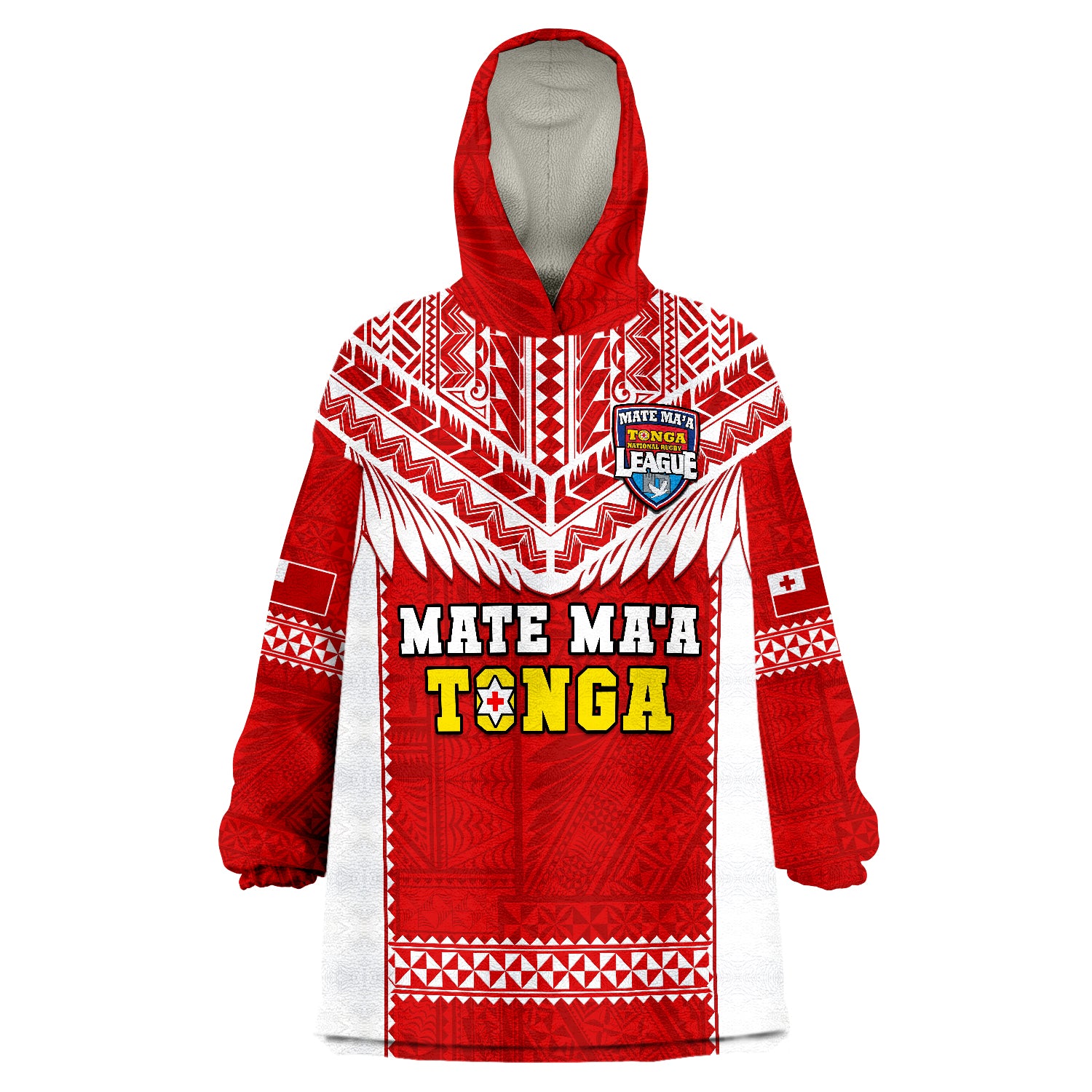 Tonga Rugby Mate Maa Tonga Pacific Ngatu White Wearable Blanket Hoodie - Wonder Print Shop