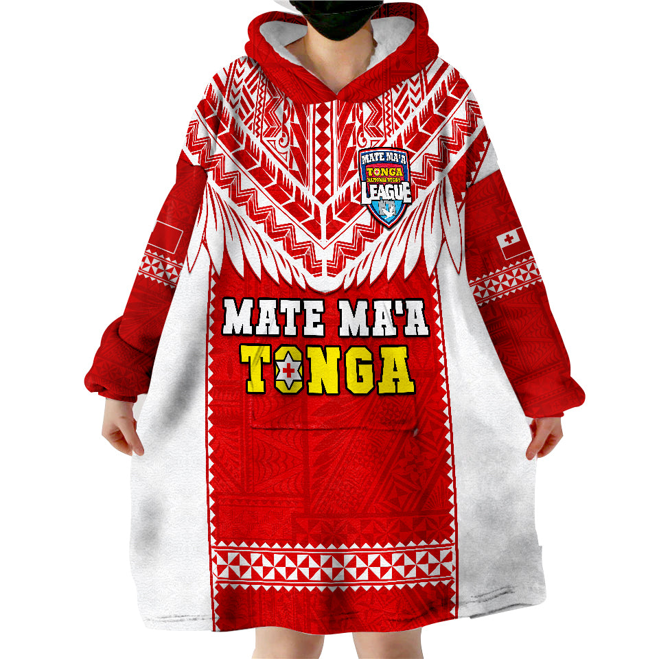 Tonga Rugby Mate Maa Tonga Pacific Ngatu White Wearable Blanket Hoodie - Wonder Print Shop