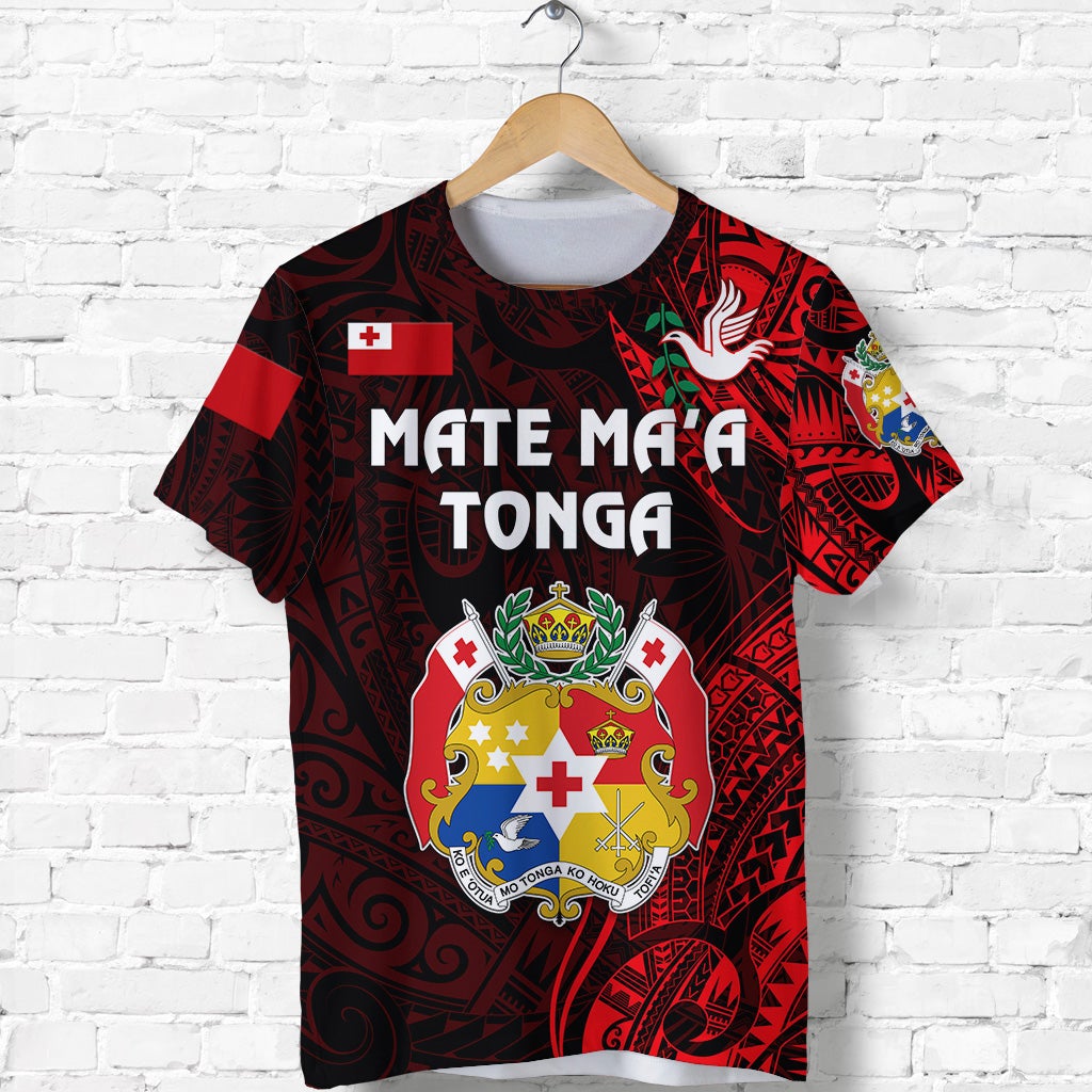 Tonga Coat Of Arms T Shirt Simple Vibes Red LT8 - Wonder Print Shop