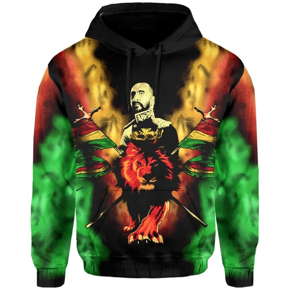 African Hoodie Africa Reggae Rastafarian King Flag Lion Pullover - Wonder Print Shop