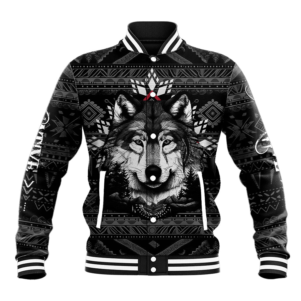 Native American Tribal Pattern With Wolf - Born Wild Baseball Jacket TS07 - Wonder Print Shop