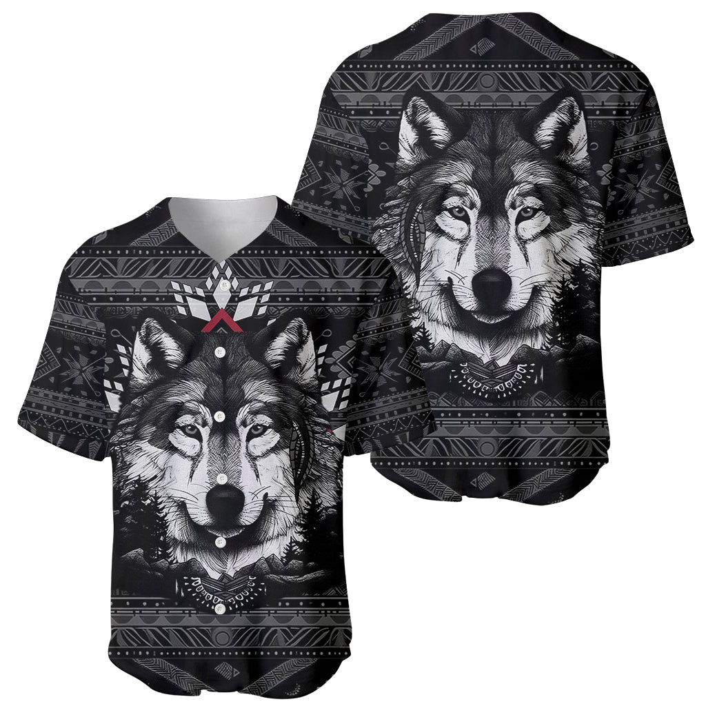 Native American Tribal Pattern With Wolf - Born Wild Baseball Jersey TS07 - Wonder Print Shop