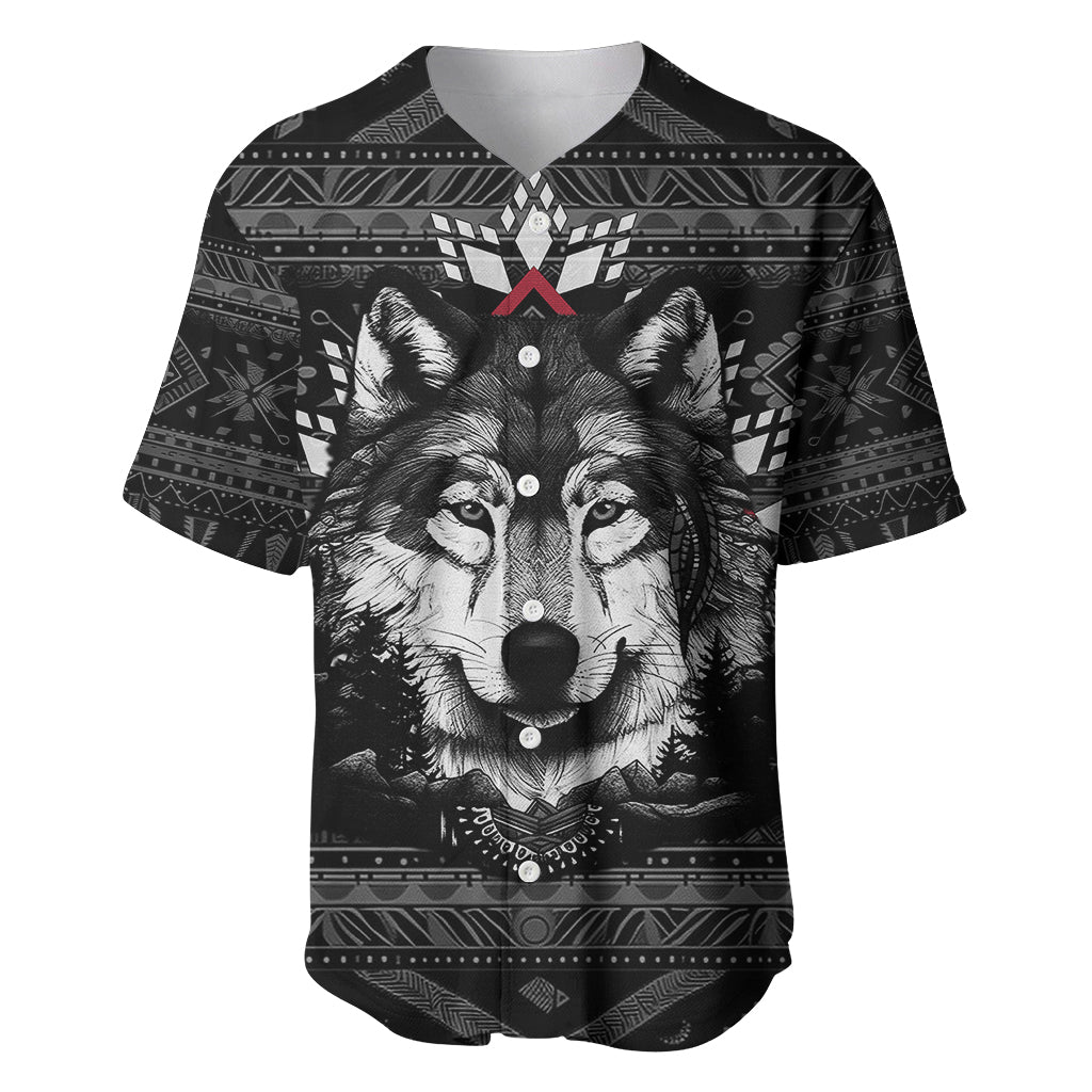 Native American Tribal Pattern With Wolf - Born Wild Baseball Jersey TS07 - Wonder Print Shop