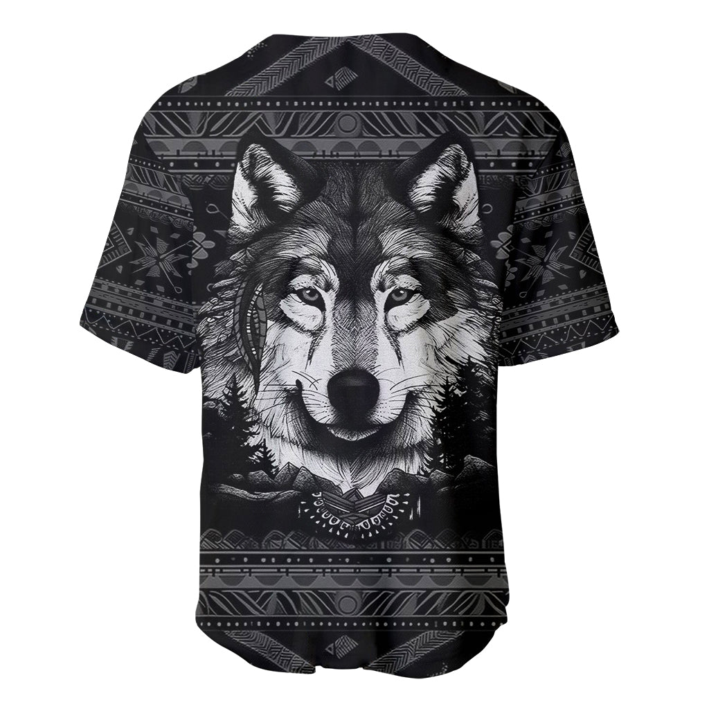 Native American Tribal Pattern With Wolf - Born Wild Baseball Jersey TS07 - Wonder Print Shop