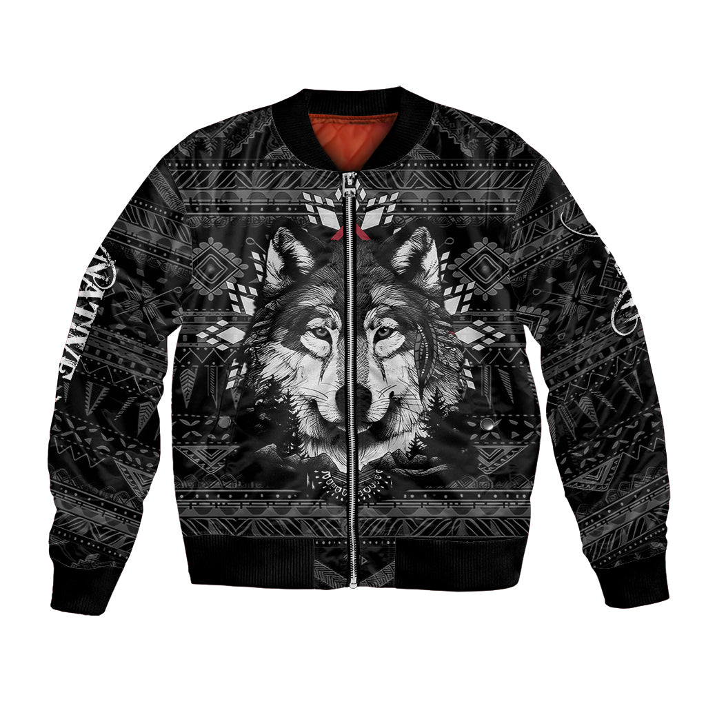 Native American Tribal Pattern With Wolf - Born Wild Bomber Jacket TS07 - Wonder Print Shop