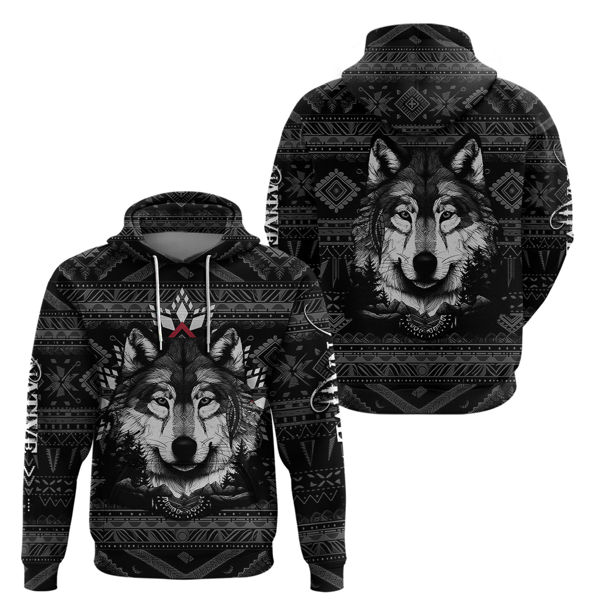 Native American Tribal Pattern With Wolf Born Wild Hoodie TS07 - Wonder Print Shop