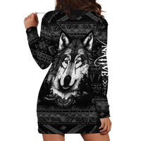 Native American Tribal Pattern With Wolf - Born Wild Hoodie Dress TS07 - Wonder Print Shop
