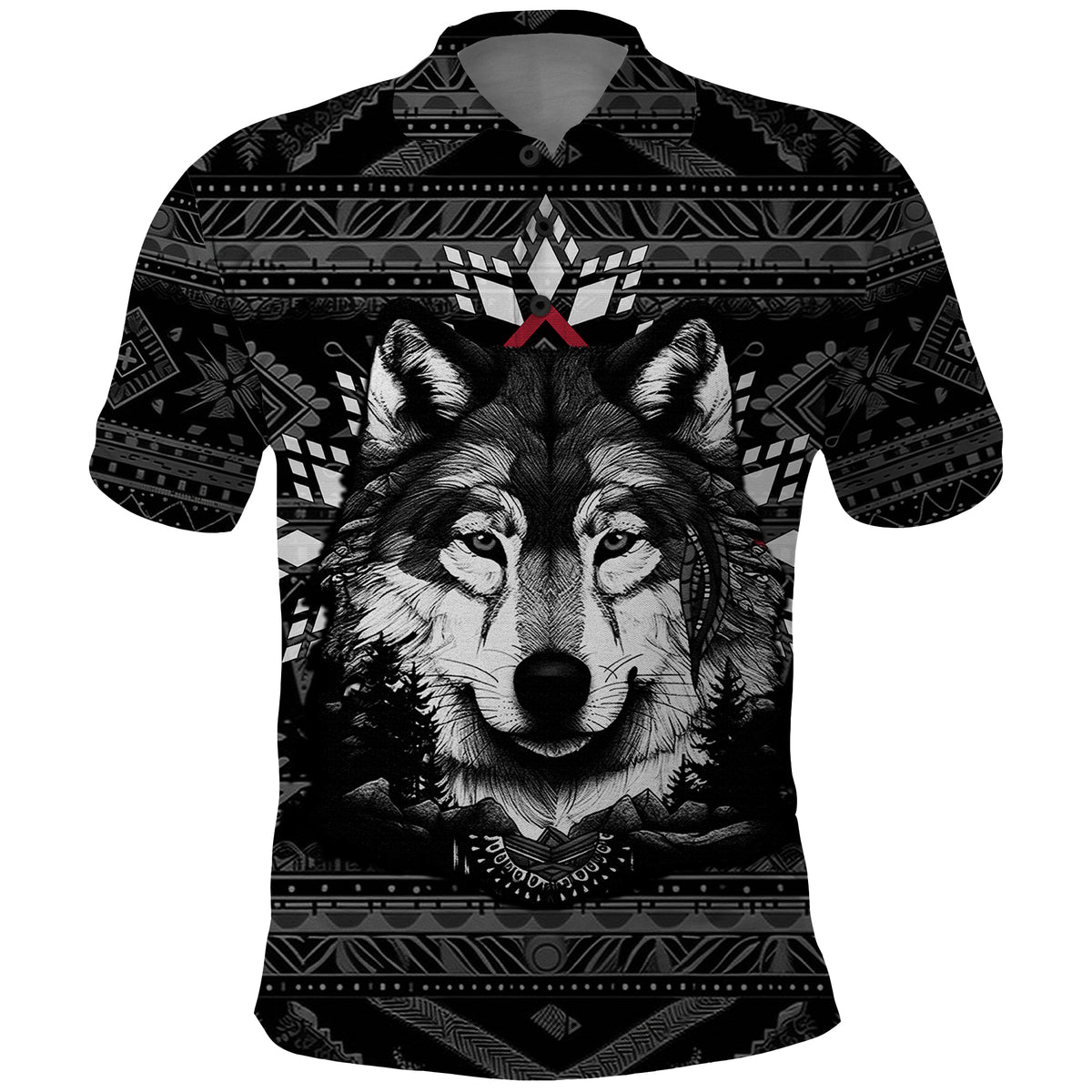 Native American Tribal Pattern With Wolf Born Wild Polo Shirt TS07 - Wonder Print Shop