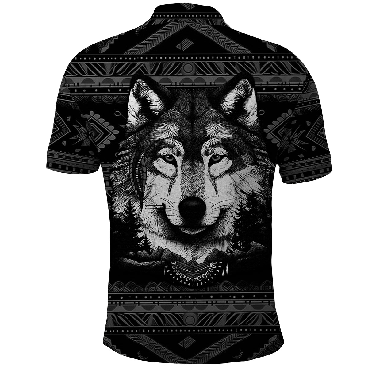 Native American Tribal Pattern With Wolf Born Wild Polo Shirt TS07 - Wonder Print Shop