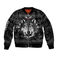 Native American Tribal Pattern With Wolf - Born Wild Sleeve Zip Bomber Jacket TS07 - Wonder Print Shop