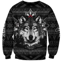 Native American Tribal Pattern With Wolf - Born Wild Sweatshirt TS07 - Wonder Print Shop
