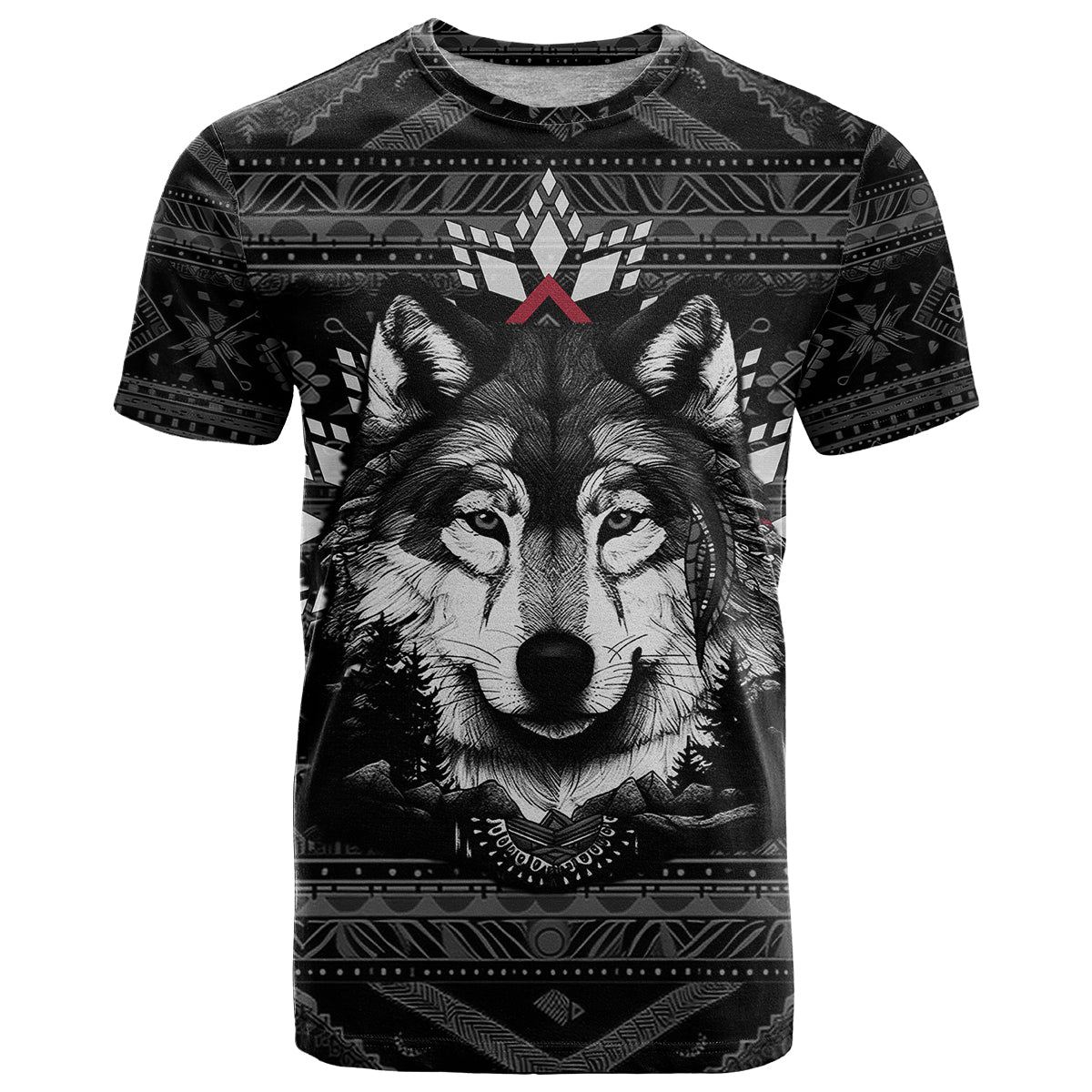 Native American Tribal Pattern With Wolf Born Wild T Shirt TS07 - Wonder Print Shop