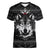 Native American Tribal Pattern With Wolf - Born Wild Women V Neck T Shirt TS07 - Wonder Print Shop