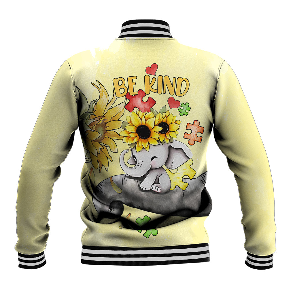 Autism Acceptance Month - Elephant With Sunflower Baseball Jacket TS07 - Wonder Print Shop