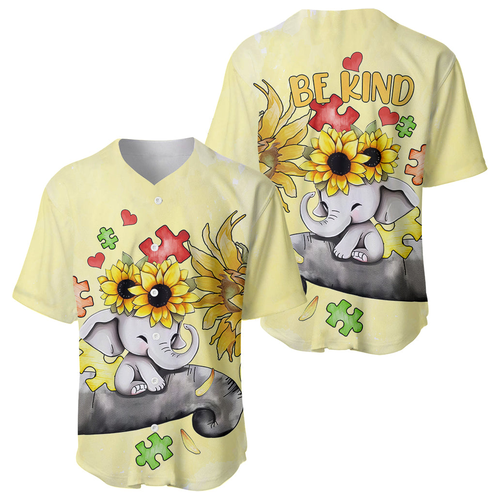 Autism Acceptance Month - Elephant With Sunflower Baseball Jersey TS07 - Wonder Print Shop