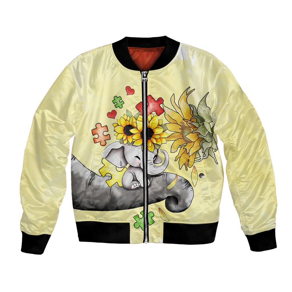 Autism Acceptance Month - Elephant With Sunflower Bomber Jacket TS07 - Wonder Print Shop