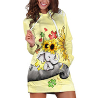 Autism Acceptance Month - Elephant With Sunflower Hoodie Dress TS07 - Wonder Print Shop