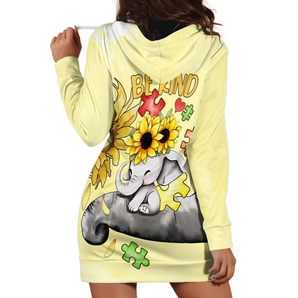 Autism Acceptance Month - Elephant With Sunflower Hoodie Dress TS07 - Wonder Print Shop