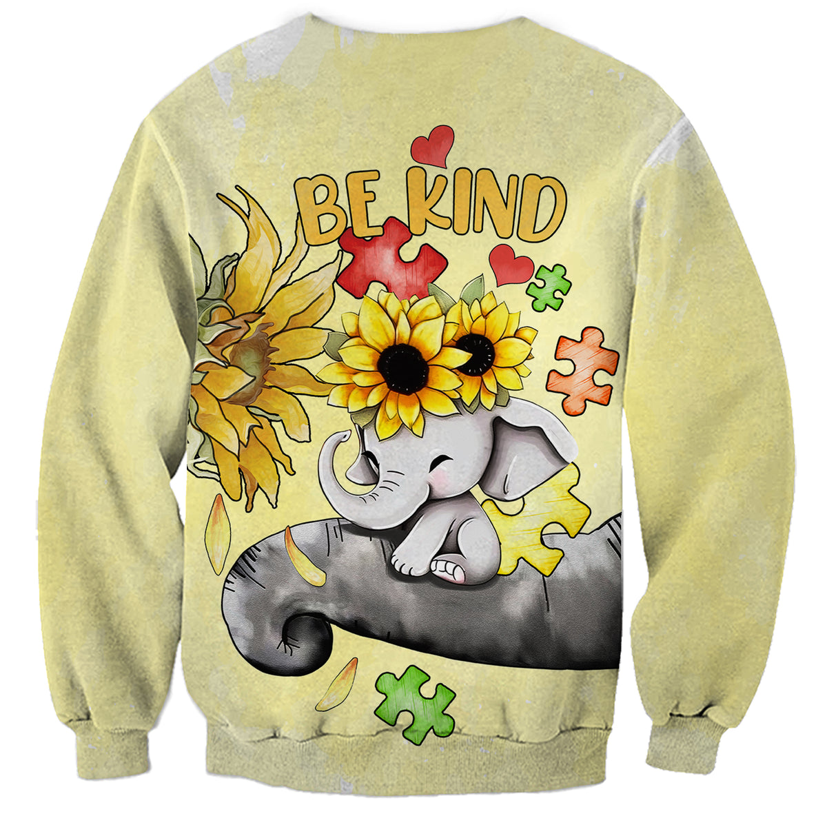 Autism Acceptance Month - Elephant With Sunflower Sweatshirt TS07 - Wonder Print Shop